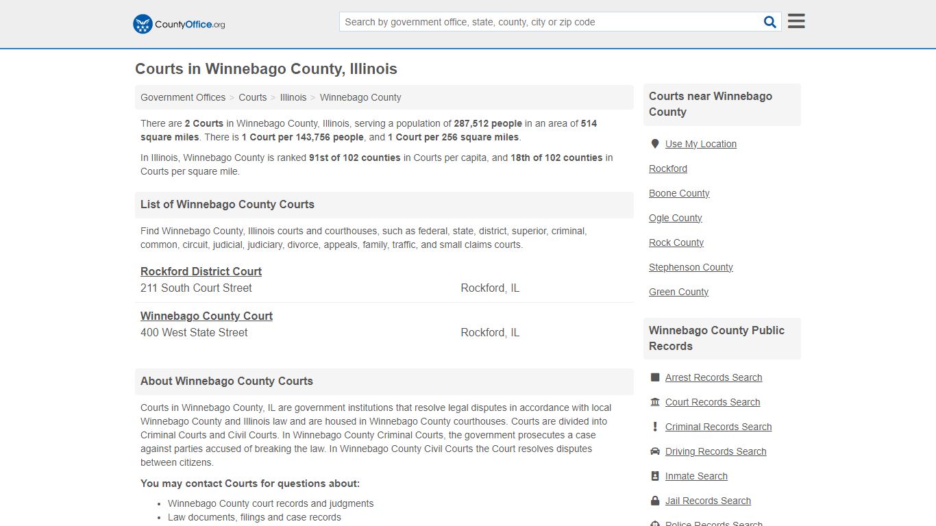 Courts - Winnebago County, IL (Court Records & Calendars)